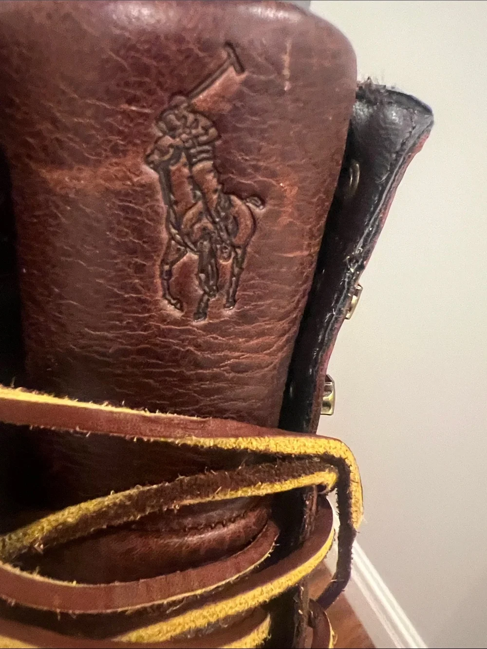 Polo by Ralph Lauren Men’s Willingcott Brown Leather Moc Toe Lace-Up Work Boots
